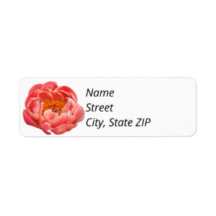 Return Address Labels Coral Peony