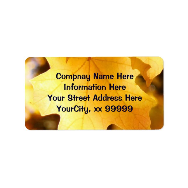 Return Address Labels Custom Golden Yellow Leaves (Front)