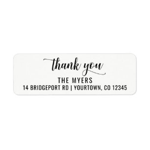Return Address Labels Custom Thank You Bold