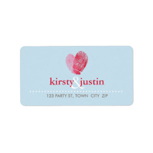 RETURN ADDRESS LABELS cute fingerprint heart blue