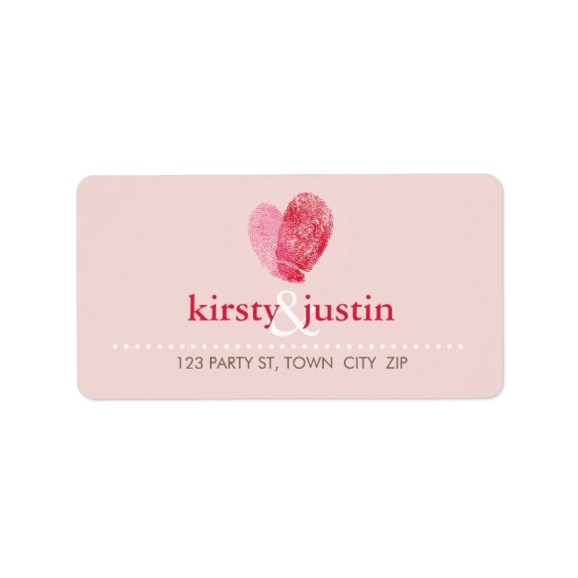 RETURN ADDRESS LABELS cute fingerprint heart pink (Front)