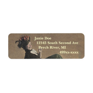 Return Address Labels Cute Funny Lady Vintage Wink
