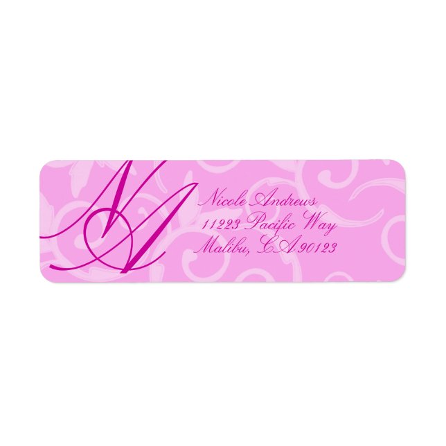 Return Address Labels - Girly Swirl Monogram (Front)