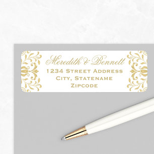 Return Address Labels Gold Vintage Glamour