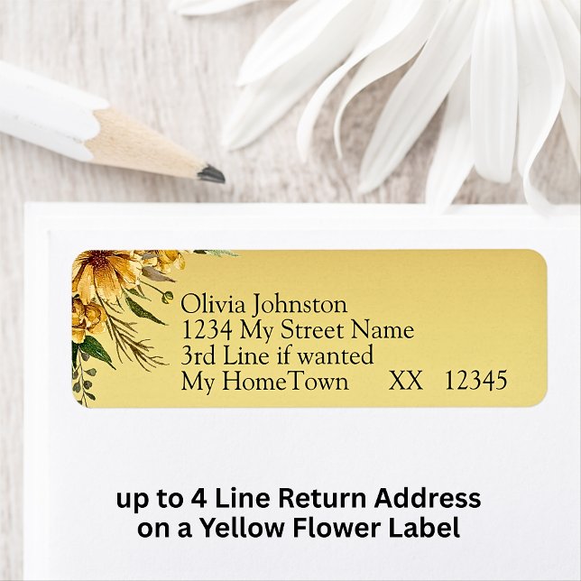 Return Address Labels,  Golden Yellow Flowers (Creator Uploaded)