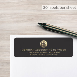 Return Address Labels Grey Gold Seal Logo