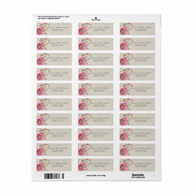  Return Address Labels Modern Bride Shower  (Full Sheet)