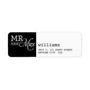 RETURN ADDRESS LABELS mr & mrs typography black