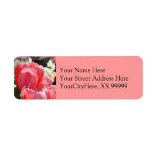 Return Address Labels Pink Tulip Flowers Custom