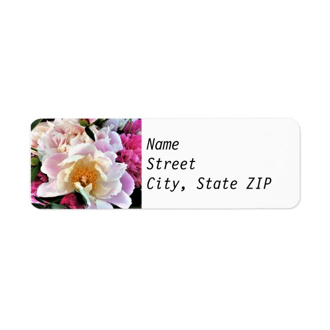 Return Address Labels - Pink & White Peonies. (Front)