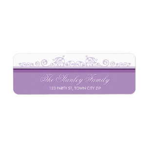 RETURN ADDRESS LABELS pretty curls violet purple