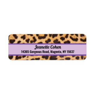 Return Address Labels Purple Leopard Print