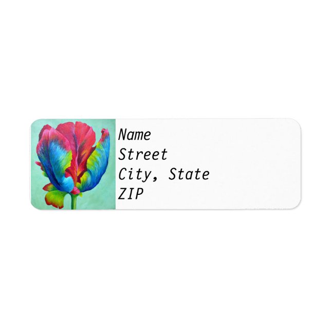 Return Address Labels - Rainbow Tulip #2. (Front)