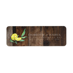 RETURN ADDRESS LABELS   Rustic Wood Lemon Wedding
