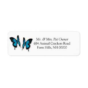 Return Address Labels Stickers Two Butterflies