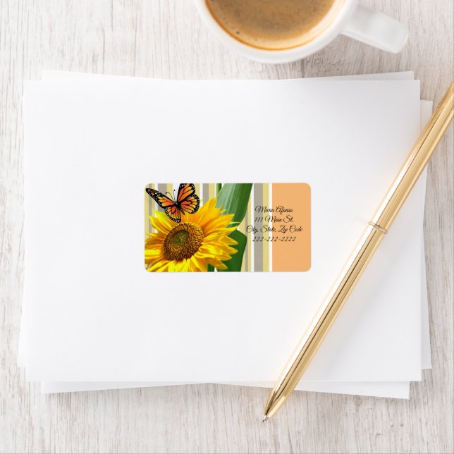 Return Address Labels Sunflower Butterfly (Insitu)