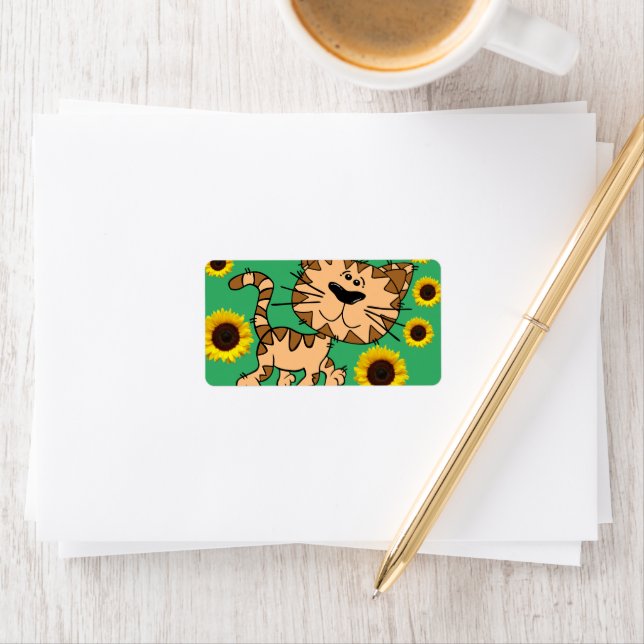 Return Address Labels Sunflower Cat (Insitu)