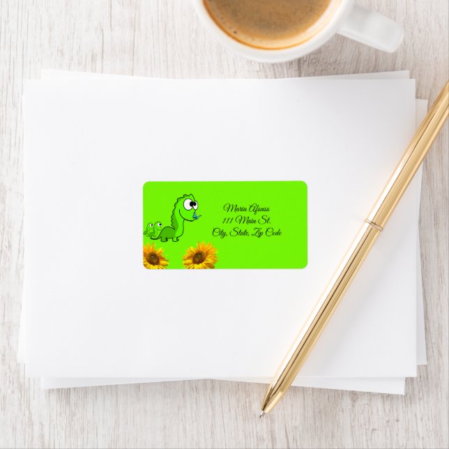 Return Address Labels Sunflower Dinosaur Floral (Insitu)