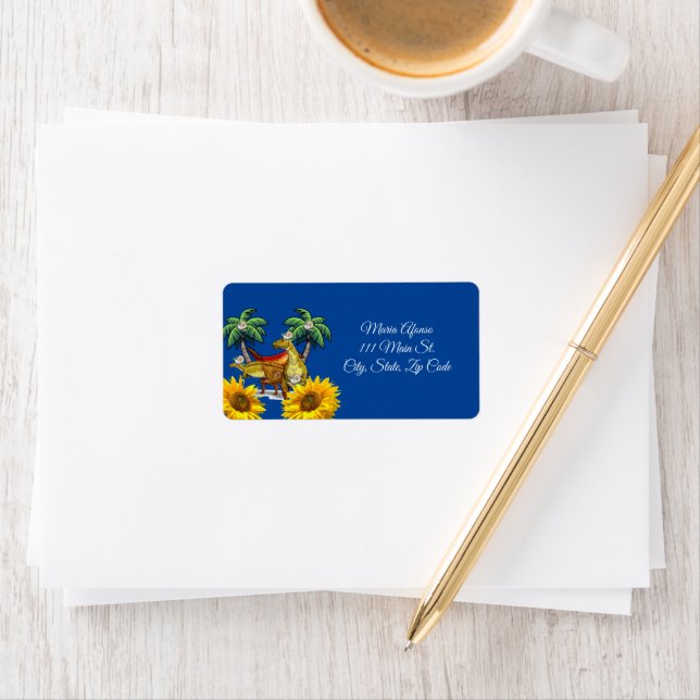 Return Address Labels Sunflower Dinosaur Floral (Insitu)