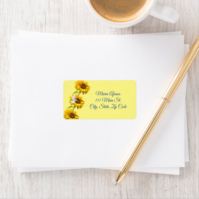 Return Address Labels Sunflower Dove Floral (Insitu)