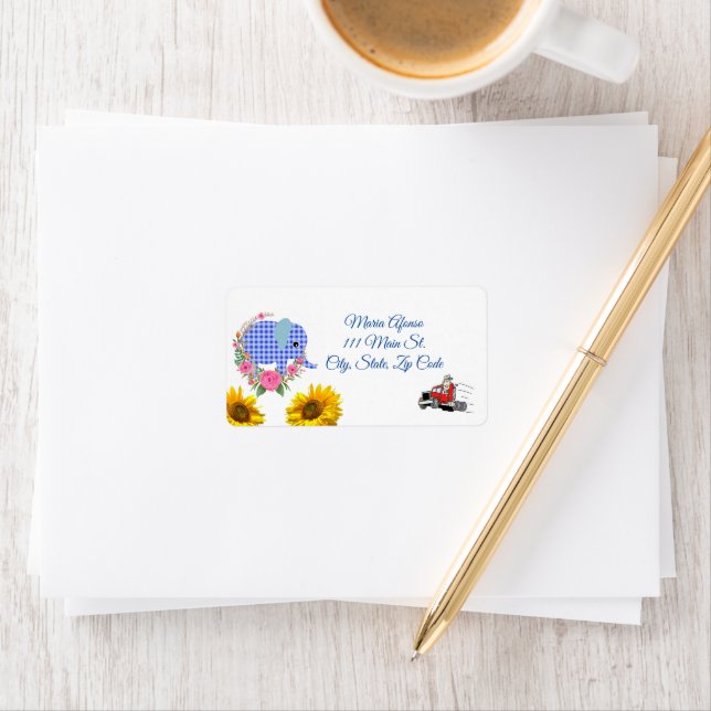Return Address Labels Sunflower Elephant (Insitu)