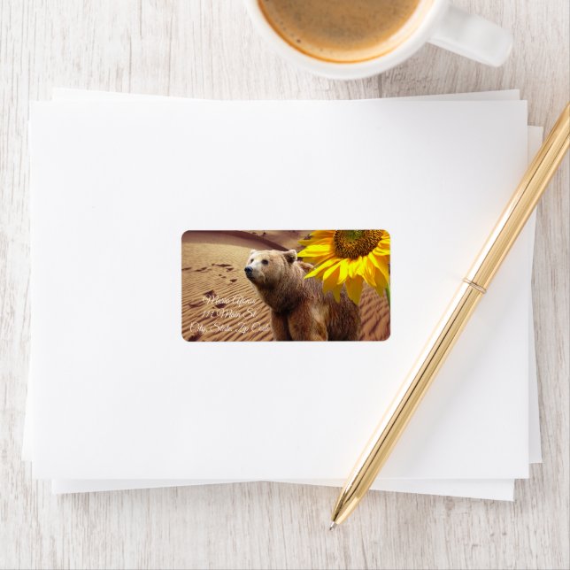 Return Address Labels Sunflower Floral Bear (Insitu)