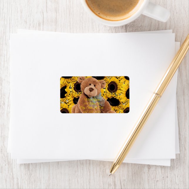 Return Address Labels Sunflower Teddy Bear (Insitu)