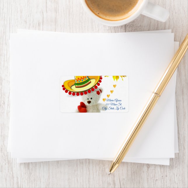 Return Address Labels Sunflower Teddy Bear (Insitu)