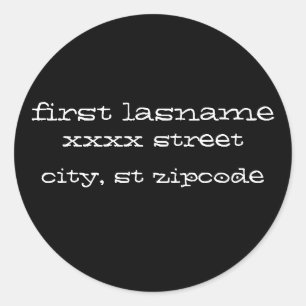 return address labels - white on black