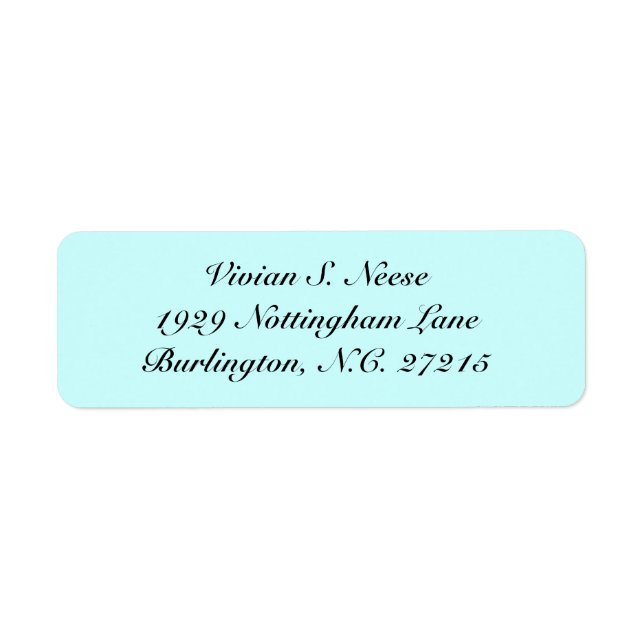 return address lable (Front)