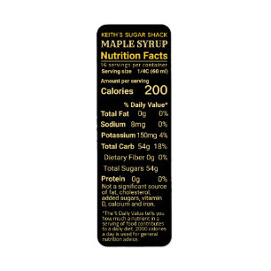Return Address Maple Syrup Nutrition Black Yellow