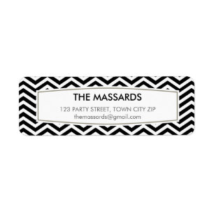 RETURN ADDRESS modern chevron pattern black white