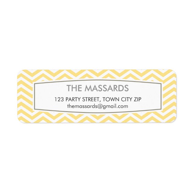 RETURN ADDRESS modern chevron pattern lemon yellow (Front)