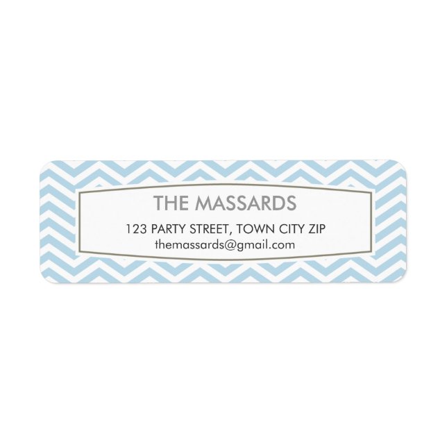 RETURN ADDRESS modern chevron pattern pastel blue (Front)