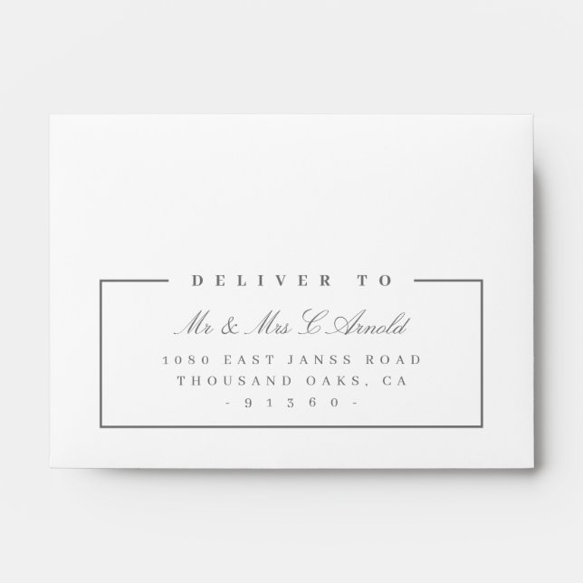 RETURN ADDRESS modern elegant grey rsvp Envelope (Front)