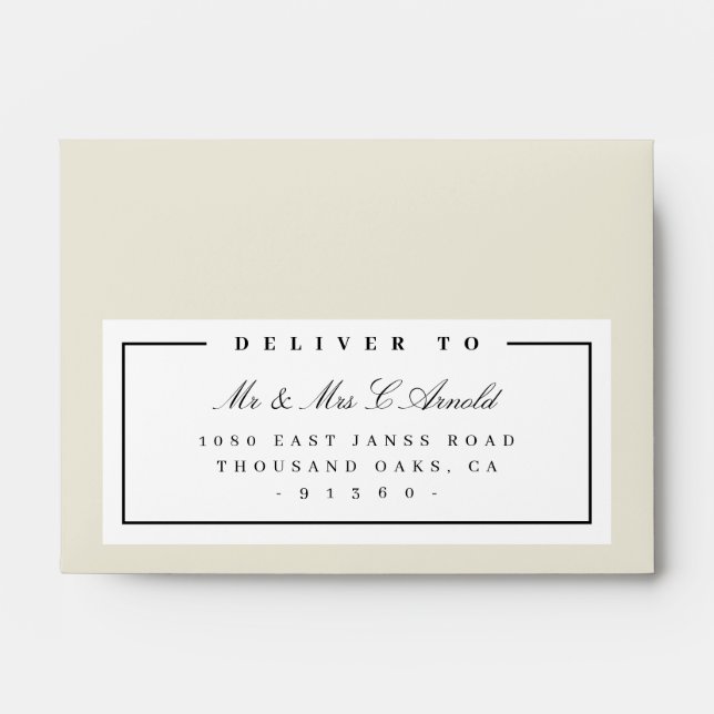 RETURN ADDRESS modern elegant ivory black Envelope (Front)