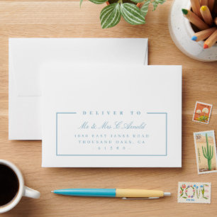 RETURN ADDRESS modern elegant soft blue rsvp Envelope