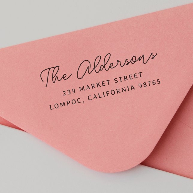 Return Address Modern Handwriting Family Name Rubber Stamp (Rubber Stamp Mock-up)