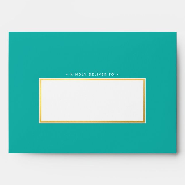 RETURN ADDRESS modern jade green gold marble Envelope (Front)