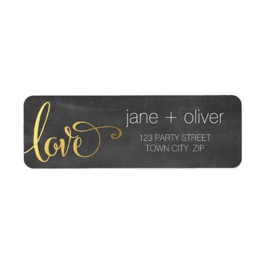 RETURN ADDRESS modern love script type gold grey Return Address Label