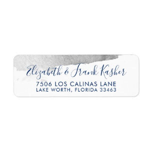 RETURN ADDRESS modern luxe gilded silver navy blue
