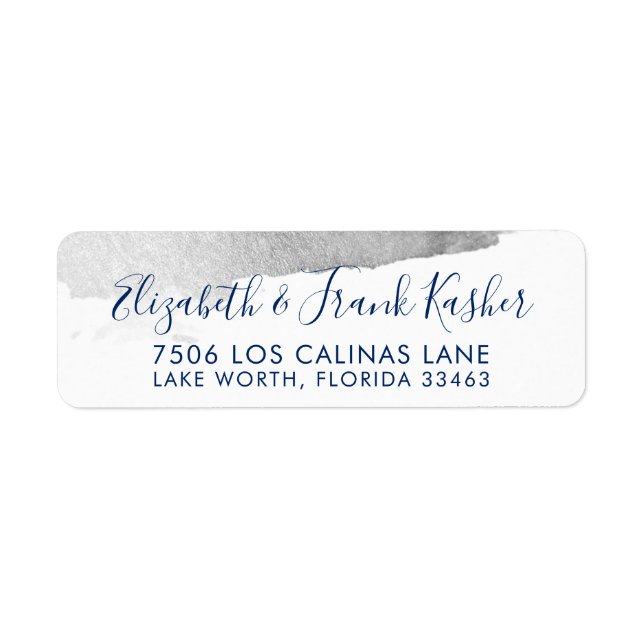 RETURN ADDRESS modern luxe gilded silver navy blue (Front)