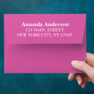 Return Address Modern Minimal Script Name Hot Pink Envelope