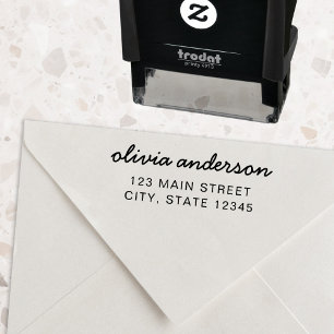 Return Address Modern Minimal Script Self-inking Stamp