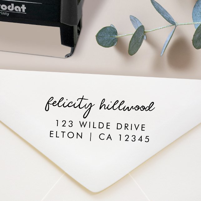Return Address | Modern Minimal Simple Script Self-inking Stamp (Creator Uploaded)
