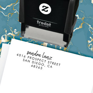 Return Address Modern Minimalist Handwritten Rubber Stamp