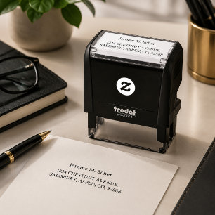 Return Address Modern Minimalist Script Name Self- Self-inking Stamp