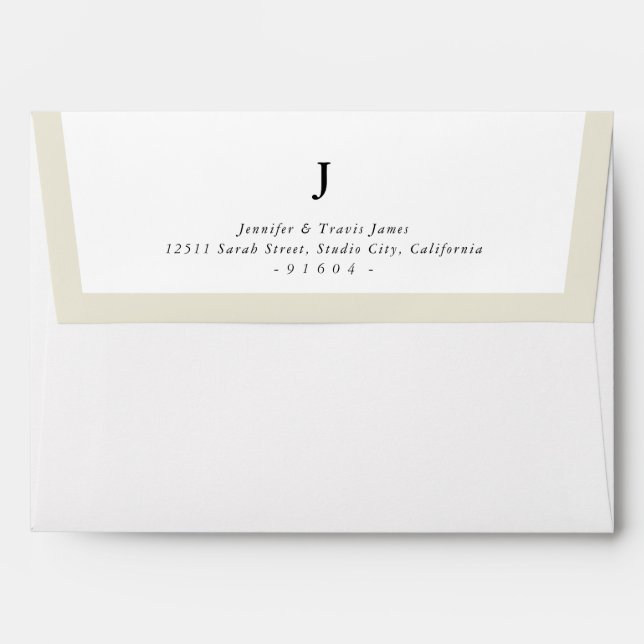 RETURN ADDRESS modern monogram ivory edge Envelope (Back (Top Flap))