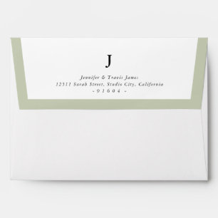 RETURN ADDRESS modern monogram sage green edge Envelope