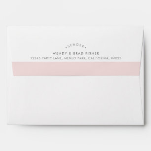 RETURN ADDRESS modern plain pale blush pink band Envelope